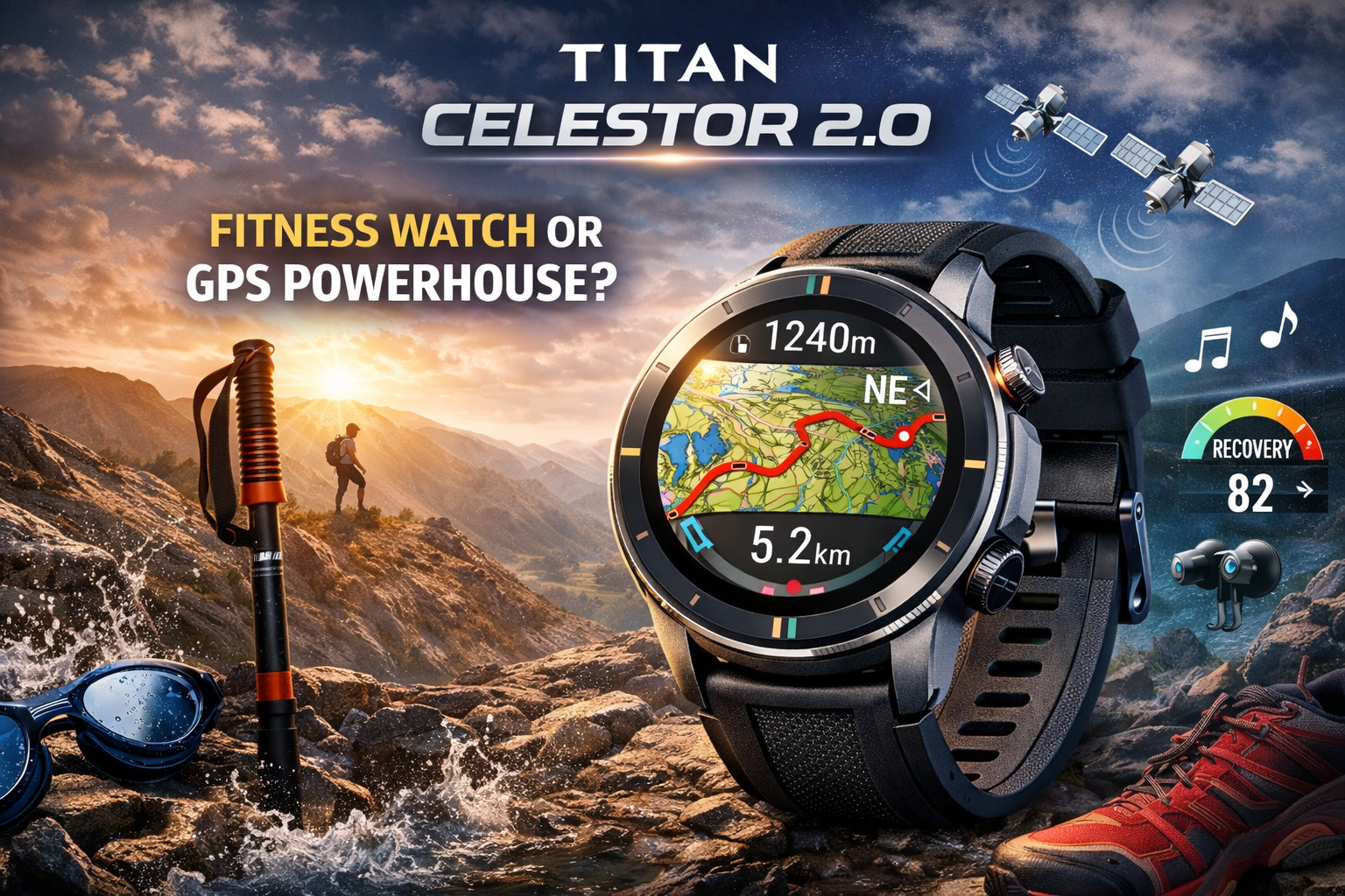 Titan Celestor 2.0 Smartwatch with Dual Band GPS